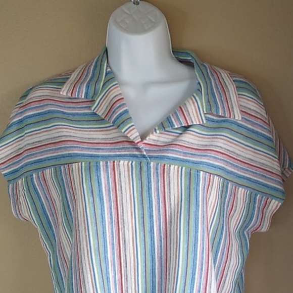 Vintage Basic Striped Shirt Single Stitch M - Picture 2 of 7